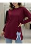 Women's Circular Neck Tunic with Slit and Bow Detail