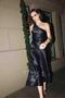 Black Asymmetrical Neckline Satin Long Dress - 8