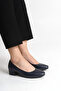 Genuine Leather Navy Blue Low Heeled Square Toe Classic Stewardess Shoes - 4
