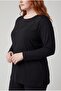 Women's Plus Size Leaf Embroidery Guipure Detail Black Blouse - 3