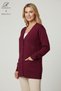 Women's Burgundy V-Neck Buttoned Mother's Knitwear Cardigan - 2