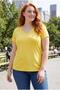 Women's Plus Size V-Neck Yellow T-Shirt – Relaxed Fit, Breathable Fabric, Sizes up to 6XL Available - 2