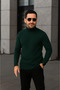 Men's Corded Fabric Knitwear Sweater Set of 3 Beige Khaki Black Regular Turtleneck Full-Throated Knitwear Set Model - 3