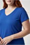 Women's Plus Size V-Neck Blue T-Shirt – Relaxed Fit, Breathable Fabric, Sizes up to 6XL Available - 4