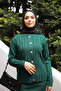 Emerald Green Crop Cardigan Knitwear Dress Two-Piece Combination - 4
