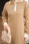 Mink Shirt Collar Zippered Knitwear Dress - 3