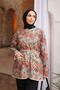 Cream Patterned Snap Fastener Jacket