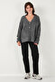 Oversize Fit Buttoned V-Neck Long Sleeve Knitwear Cardigan Cardigan 4616232 - 2
