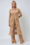 Beige Bridget Lace-Like Knit Long Cardigan Suit 9881 - 2