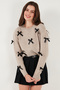 Premium Regular Fit Crew Neck Bow Detailed Knitwear Sweater Sweater 680Kz00155 - 4