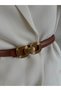 Genuine Curved Leather Double Buckle Women's Trouser Belt, Coat Belt, Shirt Belt, Dress Belt
