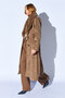 Brown Collar Faux Fur Belted Long Coat |   Ek100355559 - 5
