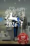 Deer and Happy New Year 2026 New Year Decorations New Year Showcase Glass Sticker