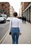 White Ribbed Half Turtleneck Camisole Crop Body Darkalip Long Sleeve Knitted Blouse - 6