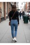 Black Ribbed Half Turtleneck Camisole Crop Body Darkening Long Sleeve Knitted Blouse - 6