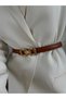Genuine Curved Leather Double Buckle Women's Trouser Belt, Coat Belt, Shirt Belt, Dress Belt - 6
