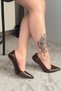 Women's Alexal Brown Patent Leather Back Buckle Detail 10 cm Thin Heeled Shoes & Stilettos - 2