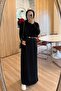 Belted Shirt Collar Mercerized Dress - Black - 2