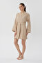 Waffle Pike Women's Bathrobe Beige 100% Cotton - 6