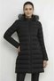 Women's Black Faux Fur Plush Detachable Hood Lined Inflatable Long Coat&Coat - 4