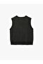 Gold Buttoned Crew Neck Knit Vest - 4