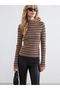 Özmarka New Season Half Turtleneck Striped Women's Knitwear Sweater