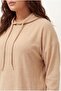Women's Large Size Ribbed Knitted Hooded Stone Tracksuit Set - 4