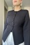 Button Detailed Blazer Jacket with Opening at the Waist - 2