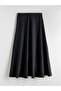 Black Flared Skirt with Zipper at the Waist - 5