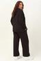 Women's Plus Size Hooded Amour Written Black Tracksuit Set - 6