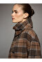 Quality Pieces from Çelebi Store: Embroidered Women's Cashmere Coat with Scarf and Zero Roba Collar Check Pattern - 3