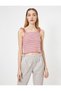 Striped Crop Undershirt with Frilled Straps - 2