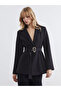 Alita City Lcw Vision Black Crepe Plain Standard & Regular Women's Blazer Jacket with a Difference