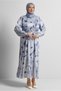 Patterned Belted Satin Dress 20727