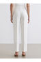 Ecru High Waist Cigarette Women's Trousers - 5