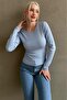 Blue Crew Neck Slim Fit Women's Body Mg2564 - 3