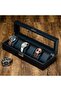 6-Slot Watch Box for Men, Carbon Fiber Watch Display Case with Glass Lid, Jewelry Storage Organizer