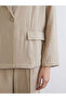 Beige Gabardine Women's Blazer Jacket - 3