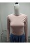 Powder Crew Neck Long Sleeve Blouse Slimfit Imported Textured Knitted Fabric Crop Blouse Hzlpik02Bluz - 7