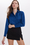 Women's Slim Fit Slim Fit Fitted Long Sleeve Navy Blue Basic Shirt - 6