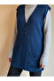 Mercerized Hair Knitted Single Knitted Mother's Vest / Indigo Blue