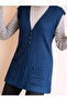 Mercerized Hair Knitted Single Knitted Mother's Vest / Indigo Blue - 3