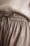 Women's Satin Beige Color Elastic Waist Drawstring Long Skirt - 3