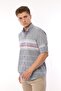 Slim Fit Long Sleeve Panelled Linen Gift Boxed Easy-Iron Men's Shirt Fs-002994 - Navy Blue - 2