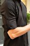 Hakim Yaka Slim Fit Linen Men's Shirt with Gift Box Fs-003042 - Black - 3