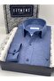 Slim Fit Long Sleeve Satin Gift Boxed Easy-Iron Men's Shirt Fs-002968 - Indigo - 4