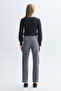 Women's Anthracite Melange Wrap V-Neck Knitwear Sweater - 2