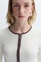 Women's Navy Blue Fitted Zippered Crew Neck Cardigan - 4