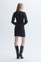 Women's Anthracite Melange Wrap Collar Knitwear Mini Dress - 2