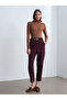 72242 Belted High Waist Trousers-Burgundy